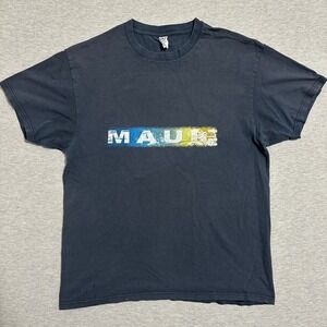 Optima Maui Hawaii Graphic T-Shirt Heavyweight Cotton Vintage Black Mens Large